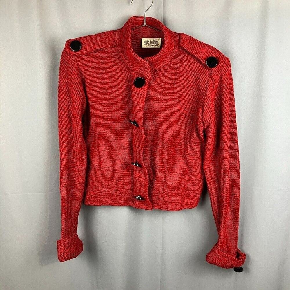 Vintage St. John Cropped Blazer Jacket Womens M 80s 90s Retro Glam